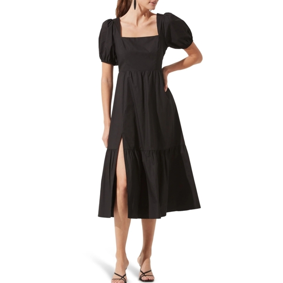 Astr Dresses & Skirts - ASTR The Label Poplin Puff Sleeve Tiered Midi Dress S